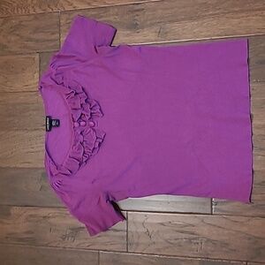 💥3for$12💥 Lane Bryant plum colored ribbed top with ruffled neckline size 18/20